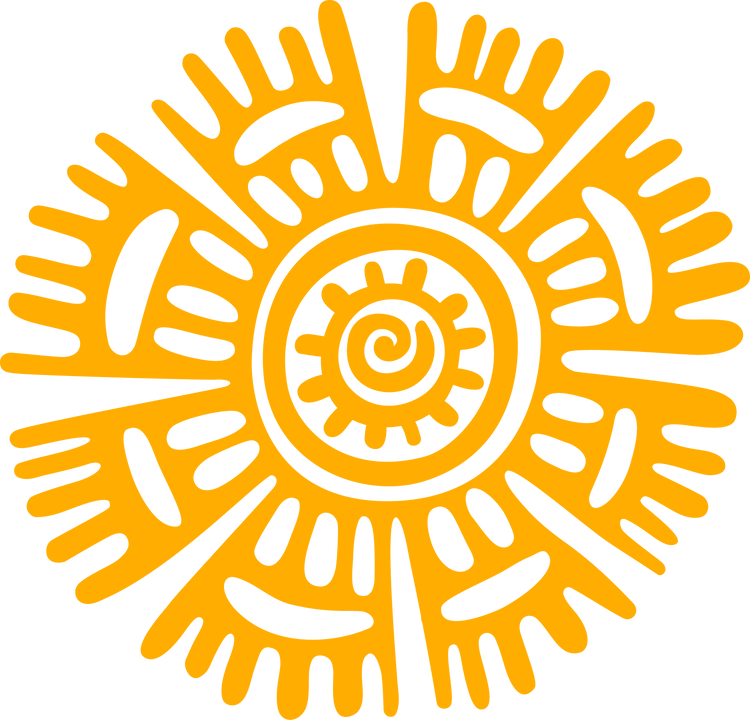 Yellow isolated sun mayan aztec totem ancient sign